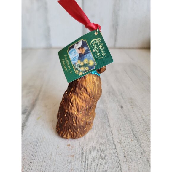 Old world Christmas Irish doodle dog glass ornament Xmas glitter - Picture 3 of 5